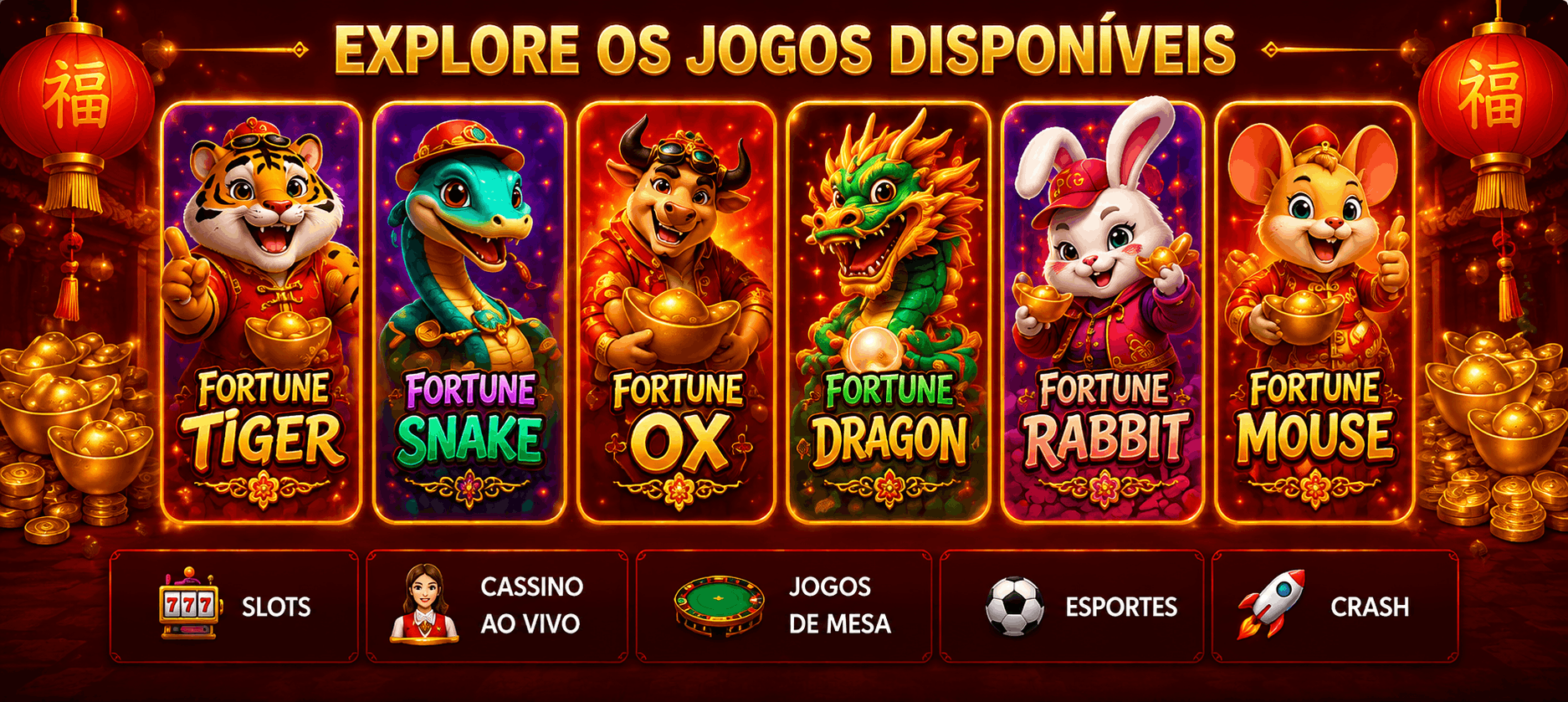 Jogos dispon&iacute;veis no Tigre Sortudo com op&ccedil;&otilde;es de cassino online e apostas ap&oacute;s o cadastro